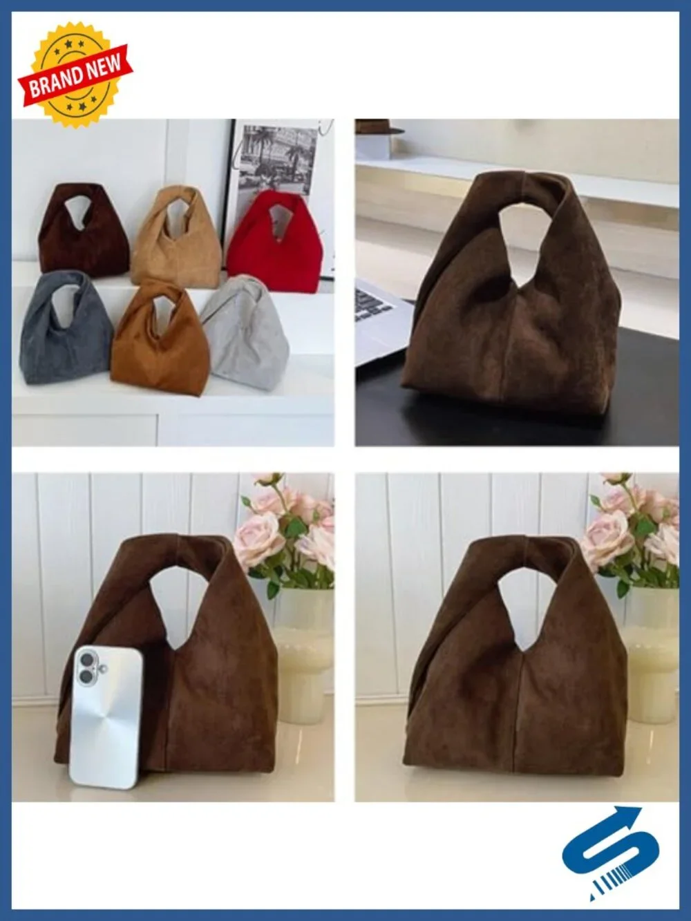 Slouchy Suede Crescent Hobo Crossbody Shoulder Bag Purse